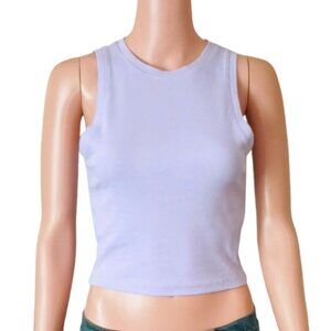 Hollister Cropped High Neck Tank M Women's Lavender Ribbed Sleeveless Top